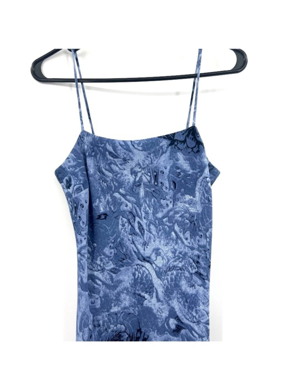 Dizaro Collection Y2K Blue Print Spaghetti Strap Midi Dress Size Small - Picture 2 of 5